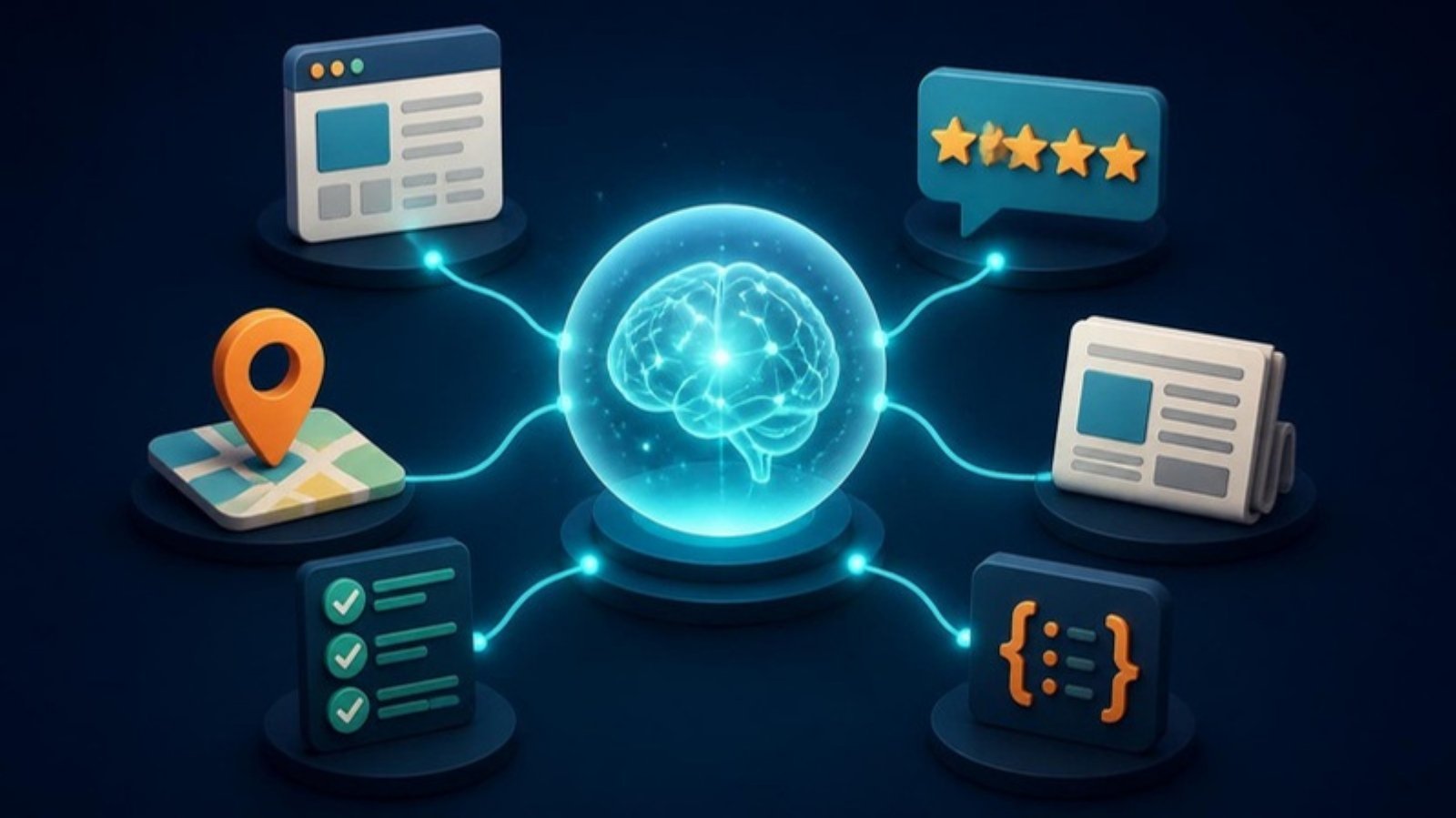 Trust signals AI uses to recommend a business: website, reviews, location, press mentions, checklists and structured data